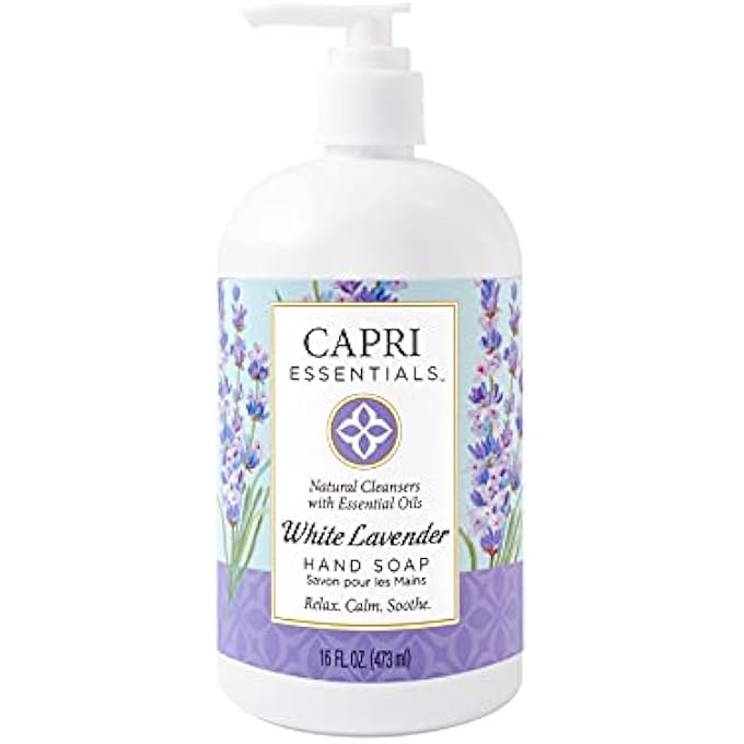Capri Essentials NATURAL HAND SOAP WITH ESSENTIAL OILS - WHITE LAVENDER, 16 OZ. - Image 1